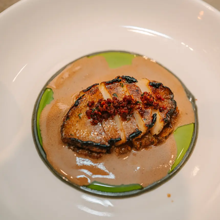 creation thumb for Abalone/ liver sauce/ black garlic aioli/ chorizo crumble