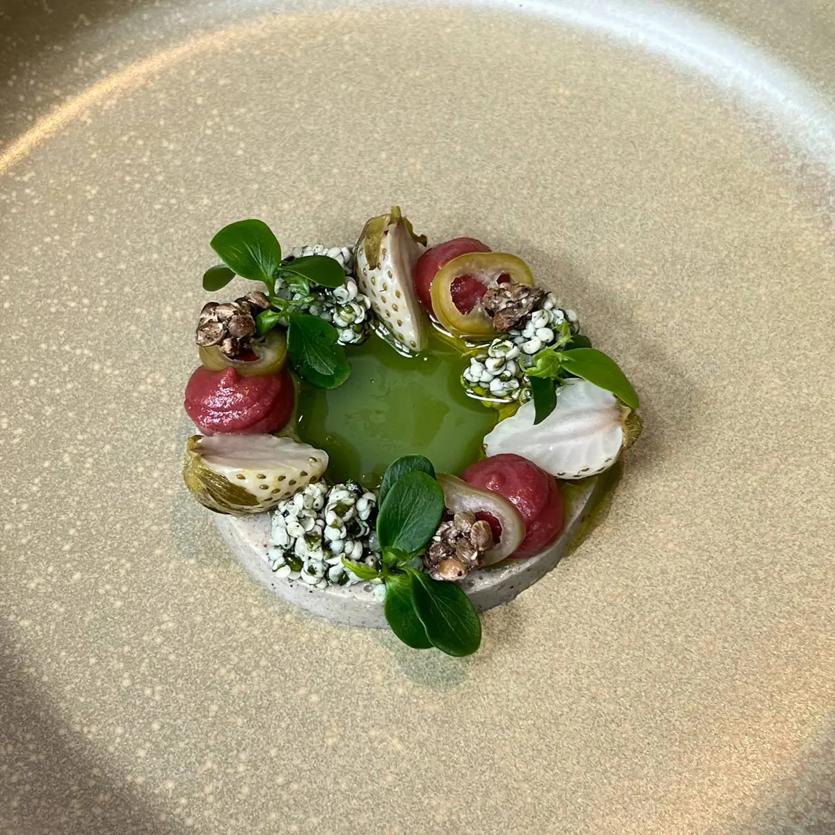 creation thumb for Hemp Panna Cotta & Unripe Strawberries