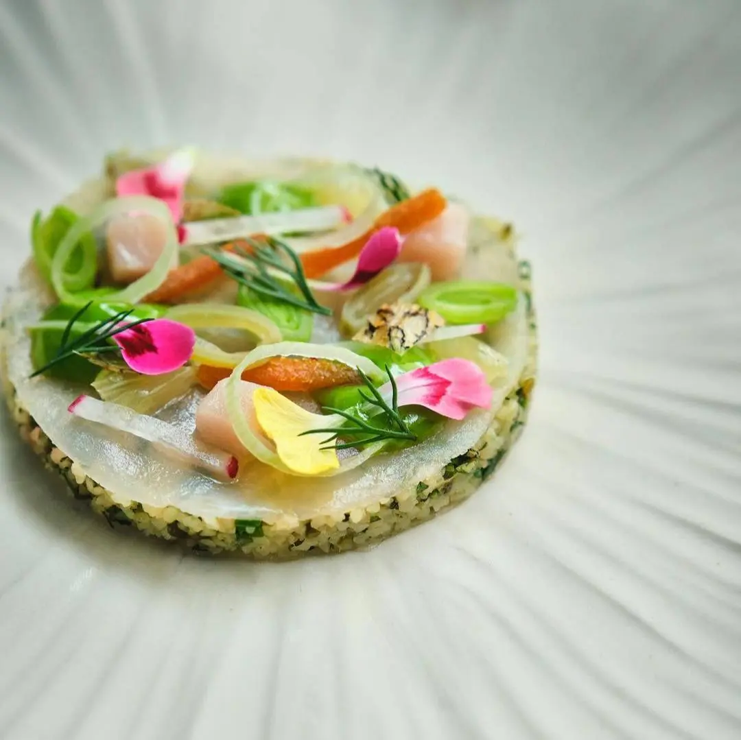creation thumb for Smoked Lionfish, kısır with fish & fresh herbs, apple sauce