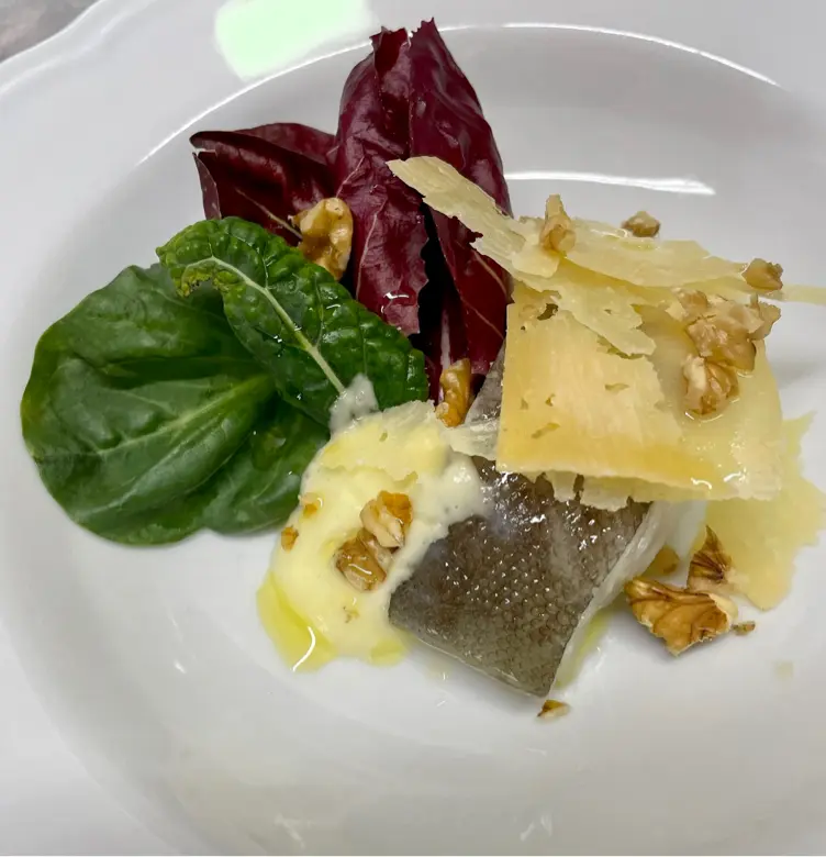 creation thumb for Baccalà pil pil, walnuts and pecorino