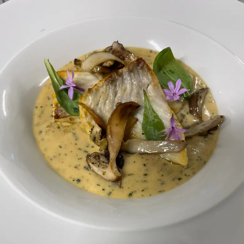 creation thumb for Seared turbot on mugnaia sauce and porcini mushrooms