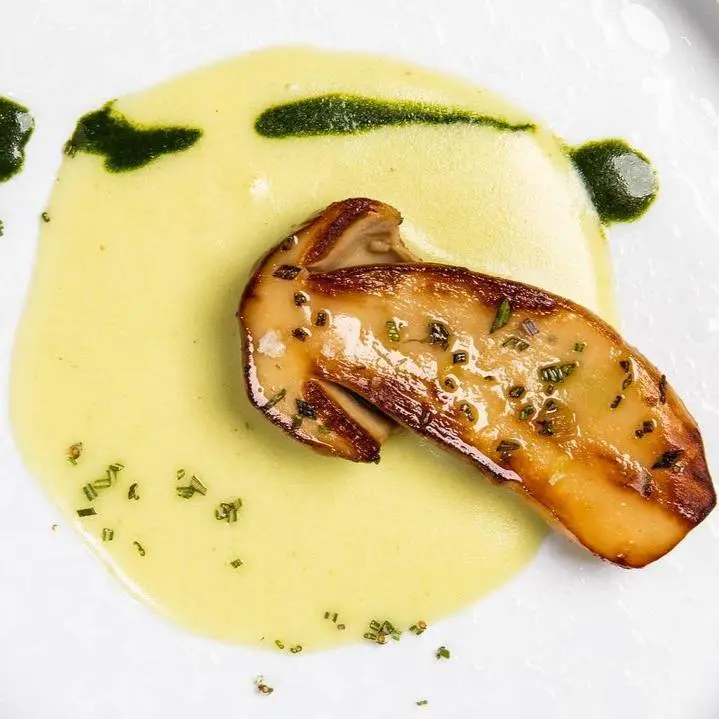 creation thumb for Browned confit porcini mushroom, cream of fir buds