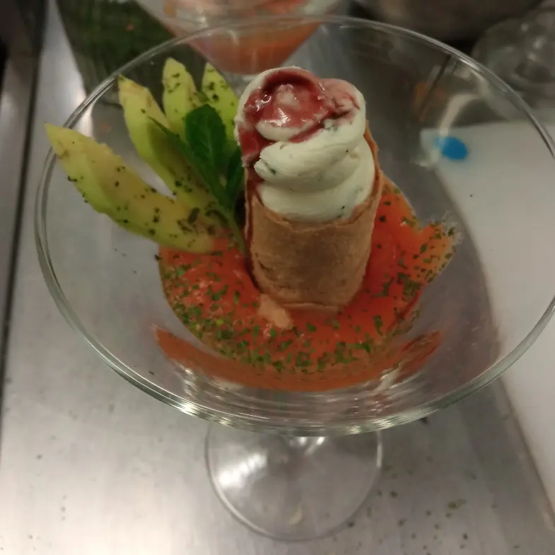 creation thumb for Pumpkin cream, filo pastry cannoli and avocado