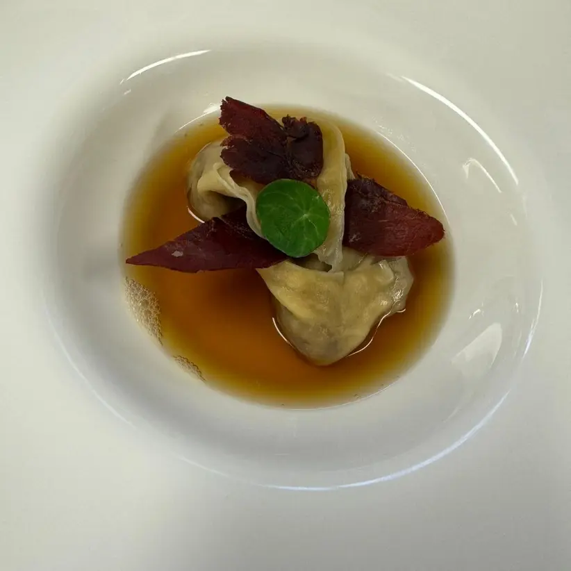 creation thumb for Shiitake Wonton Wild Boar Mushroom Consomme
