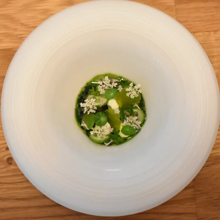 creation thumb for Grüne Tomaten mit Shiso-Joghurt und Stachelbeere 🍃