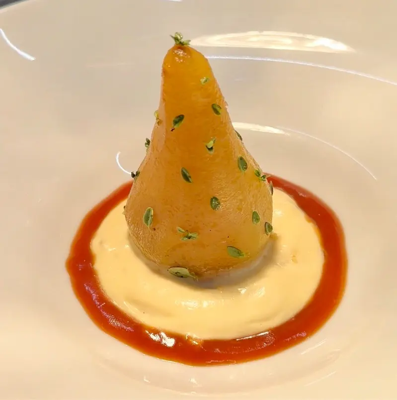 creation thumb for Brown Butter Pear, Miso Caramel & Thyme