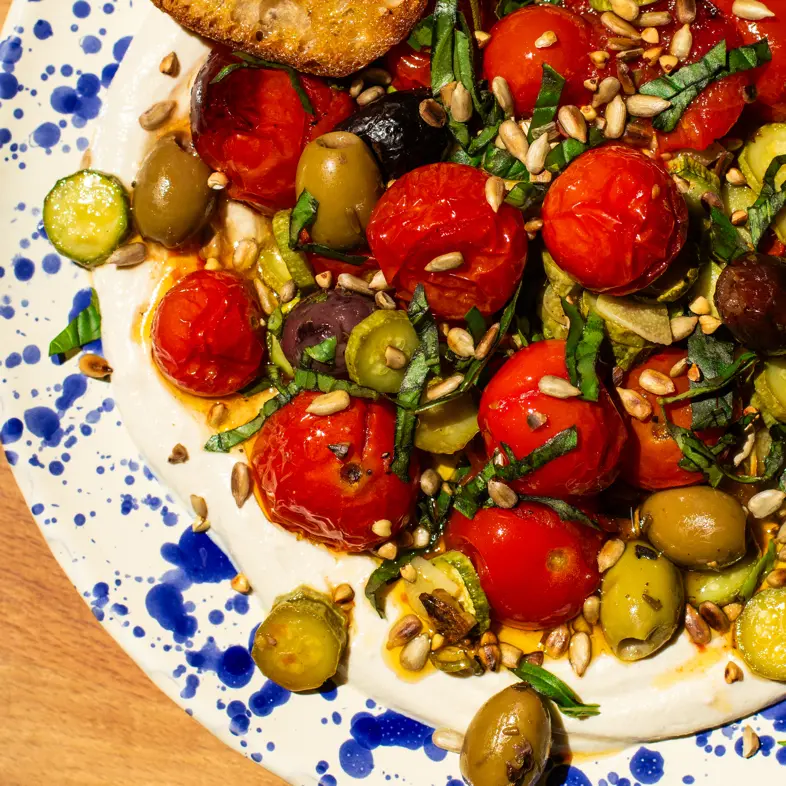 creation thumb for Whipped Tofu with Garlicky Roasted Tomatoes & Zucchini