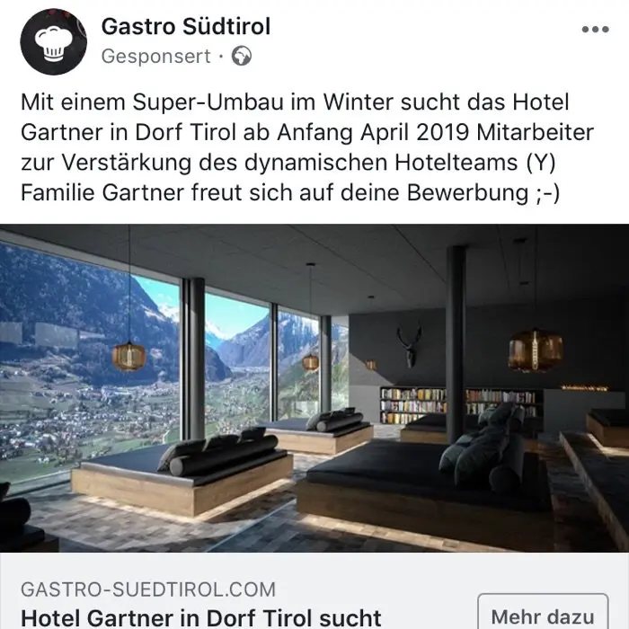 creation thumb for Hotel Gartner ****s Dorf Tirol sucht...