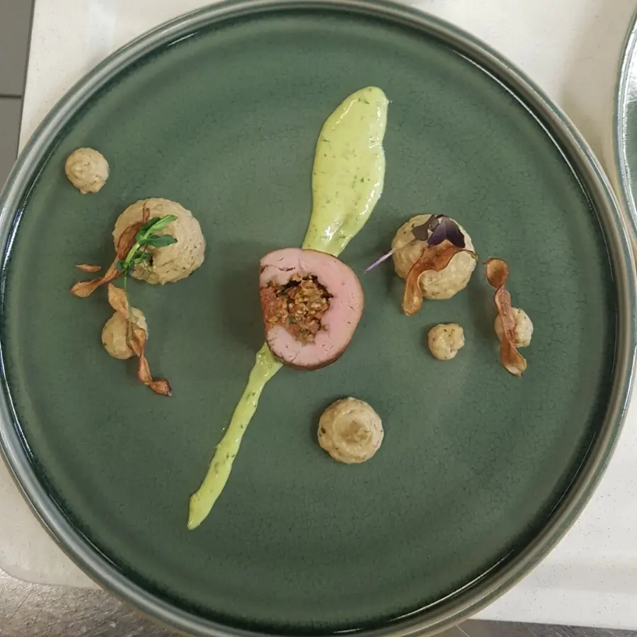creation thumb for Lamb shank roulade | babaganoush | salsaverde | raddish chips