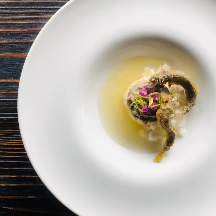 creation thumb for Fried Ayu/Risotto/Turnip/Yuzu