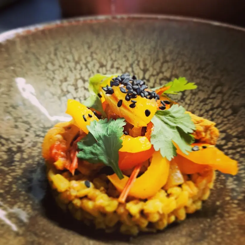 creation thumb for Pearl couscous with fermented pumpkin.