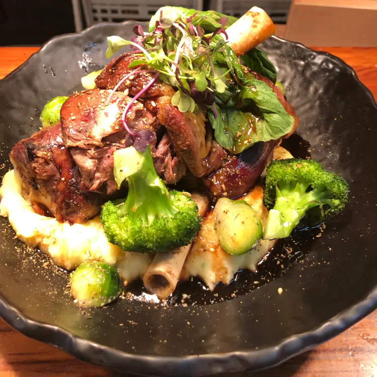 creation thumb for Lamb Shank/Truffle Mash/Seasonal Greens/Pinot Jus