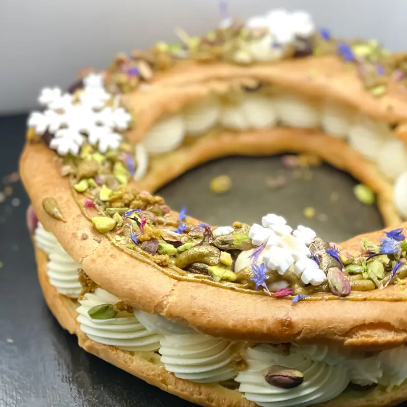 creation thumb for Paris Brest with vanilla-cherry & pistachio