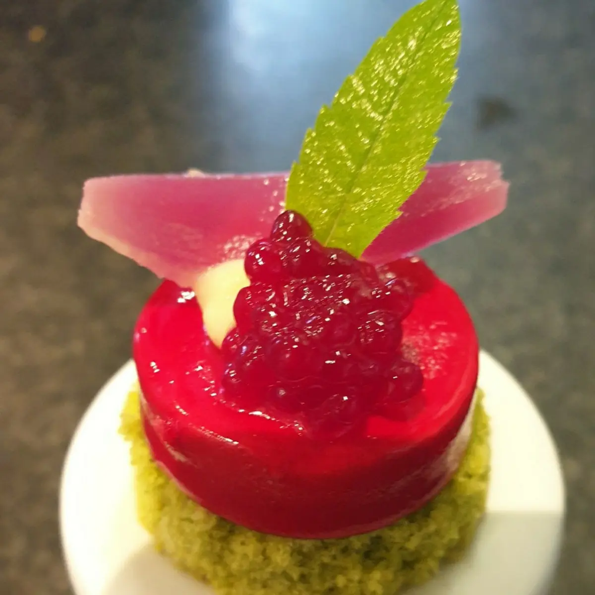 creation thumb for Smoked eel / Green herb cake / Red beet