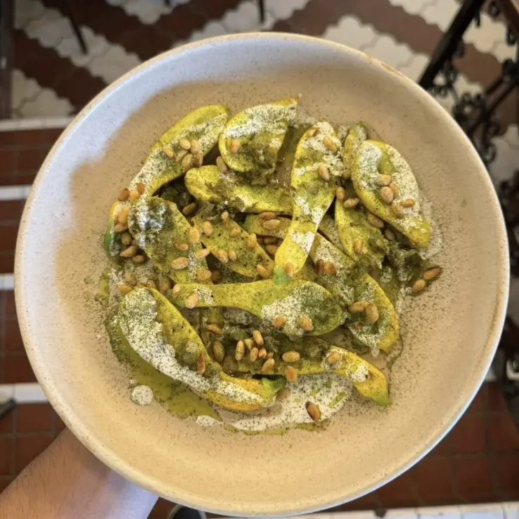 creation thumb for Gooseneck squash / chimichurri / haydari / dukkah