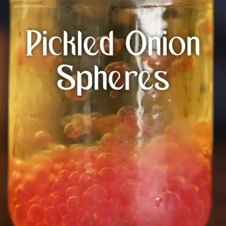 creation thumb for Red pickled onion spheres