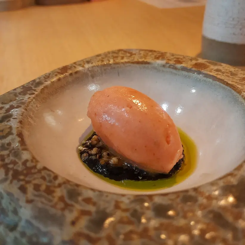 creation thumb for strawberry sorbet, nori and lime oil