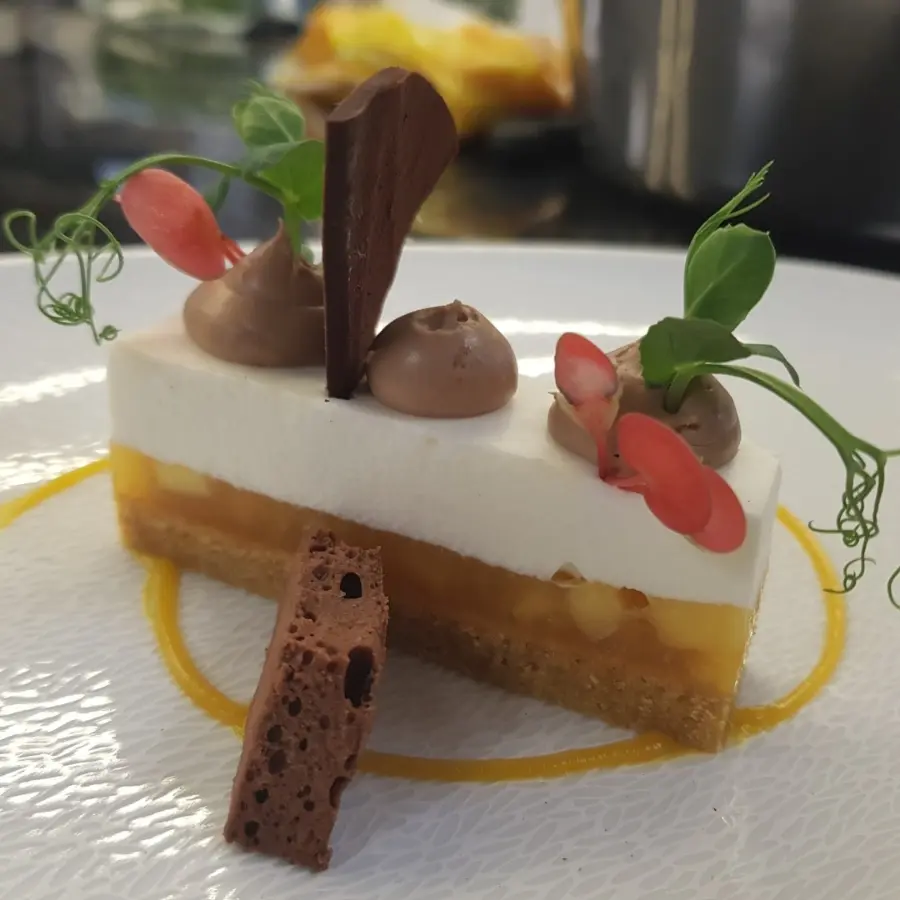 creation thumb for Mango and coconut slice, with bubble chocolate