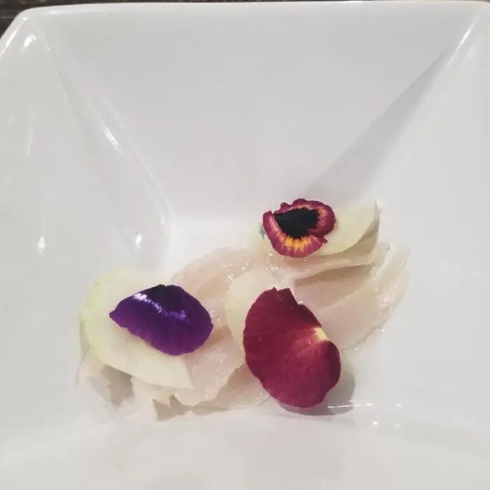 creation thumb for Spanish mackerel with cucumber and dashi Vin.
