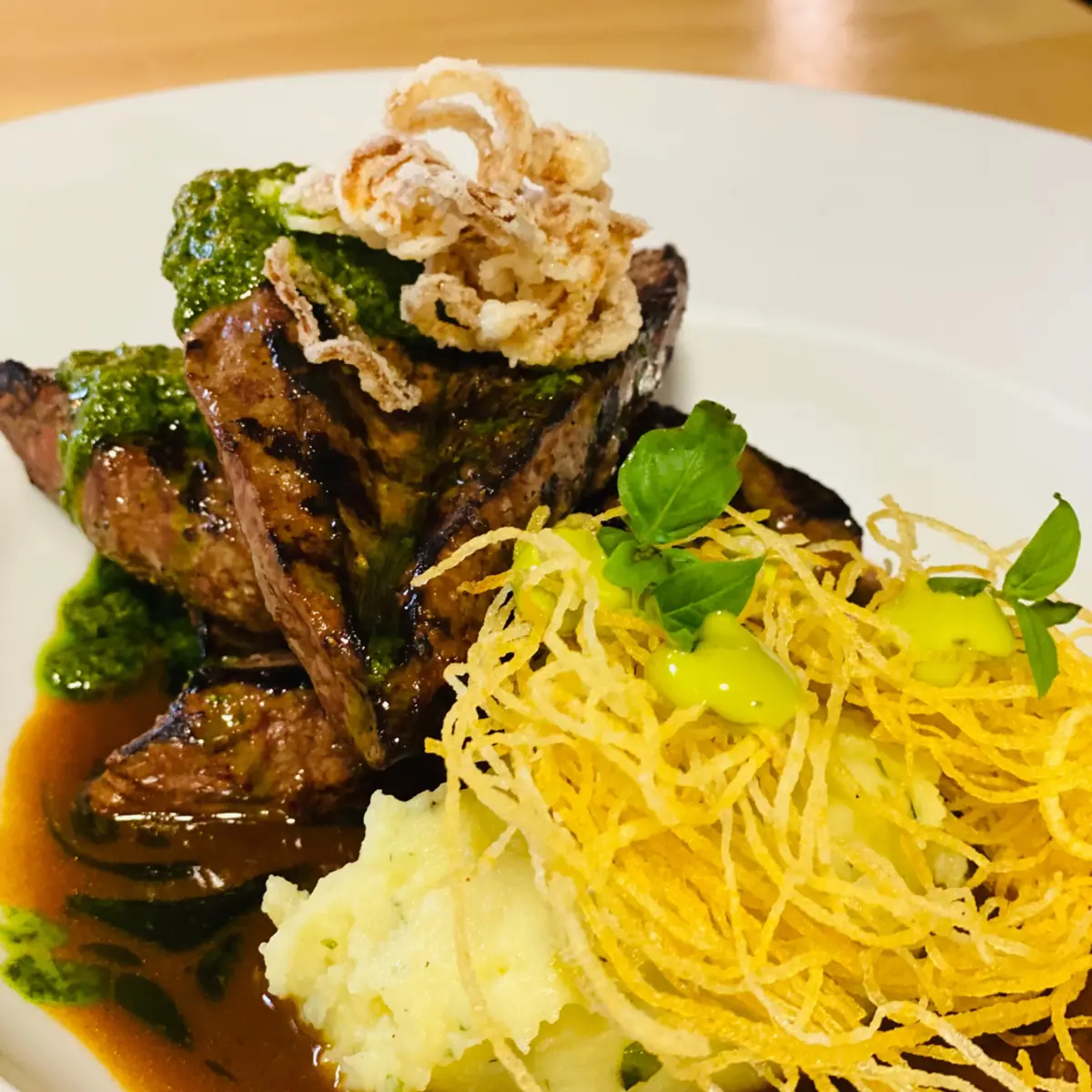 creation thumb for Calf's liver beef jus potato herb purée maintanola herb mayo