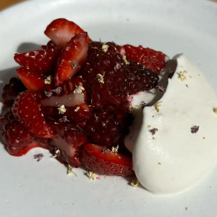 creation thumb for Pinecone Whipped Cream, Berry Jam & Elderflower