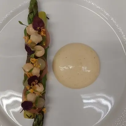 creation thumb for Green asparagus/Miso/Yuzu/Nut butter
