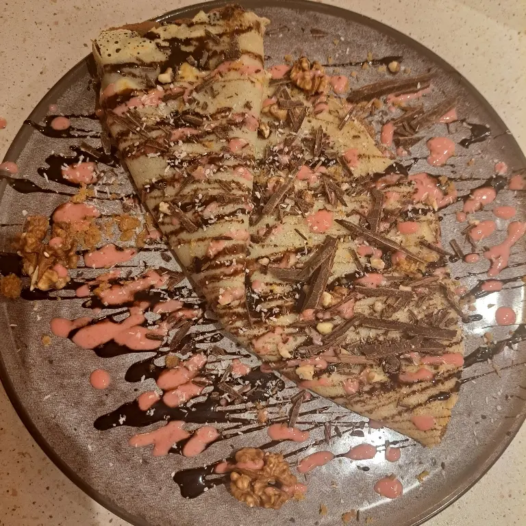 creation thumb for Pancake with strawberry sorbet and Nutella