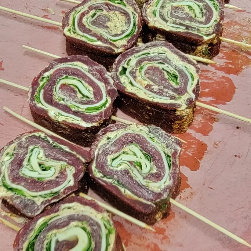 creation thumb for Roasted poblano and spinach pinwheels