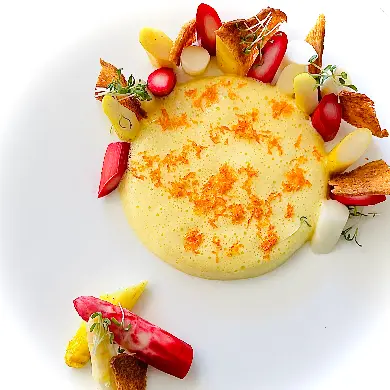 creation thumb for Three ways of white asparagus with red beet curry and natural