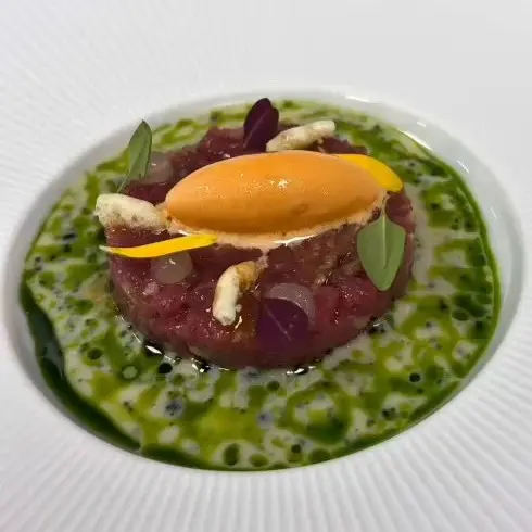 creation thumb for Yorkshire Lamb Tartare with Fermented Carrot Sorbet