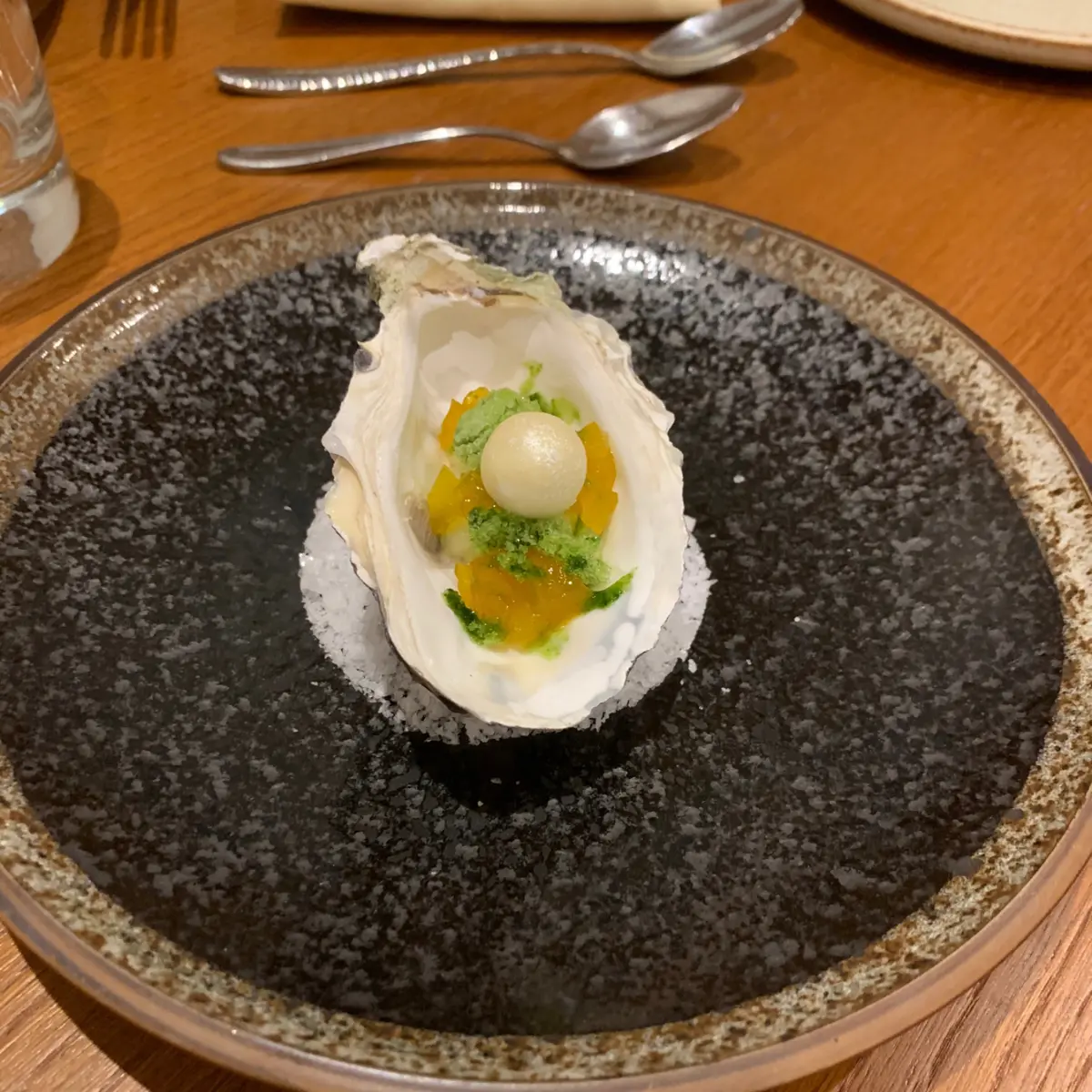 creation thumb for Pearl of Poole, Passion fruit, dill and wasabi
