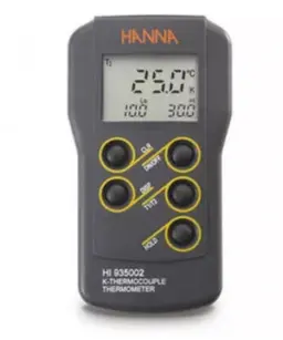 Thermomètre thermocouple K Hanna Instruments de précision étanche et compact, 2 entrées de sonde